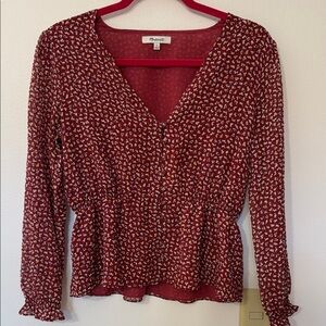 Madewell Burgundy Patterned Blouse